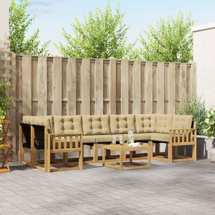 Set de canapele de exterior cu pernă 8 pcs Alb și Bej WALTI