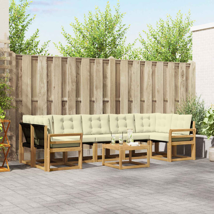 Set de canapele de exterior cu pernă 8 pcs Alb și crem WALTI