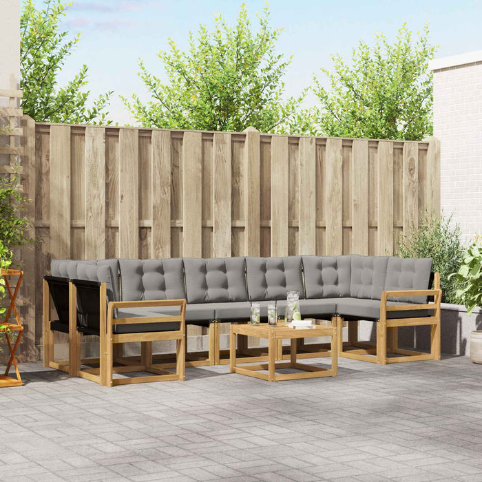 Set de canapele de exterior cu pernă 8 pcs Alb și gri deschis WALTI