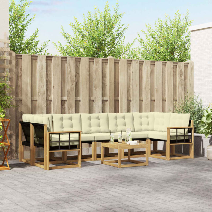 Set de canapele de exterior cu pernă 8 pcs Alb și crem WALTI