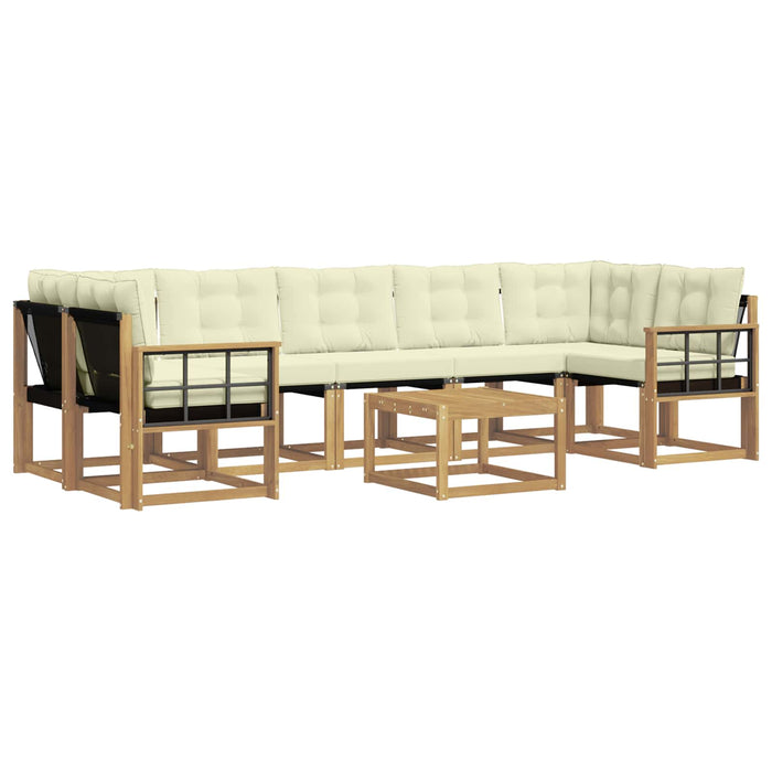 Set de canapele de exterior cu pernă 8 pcs Alb și crem WALTI