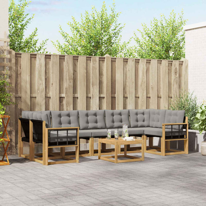 Set de canapele de exterior cu pernă 8 pcs Alb și gri deschis WALTI