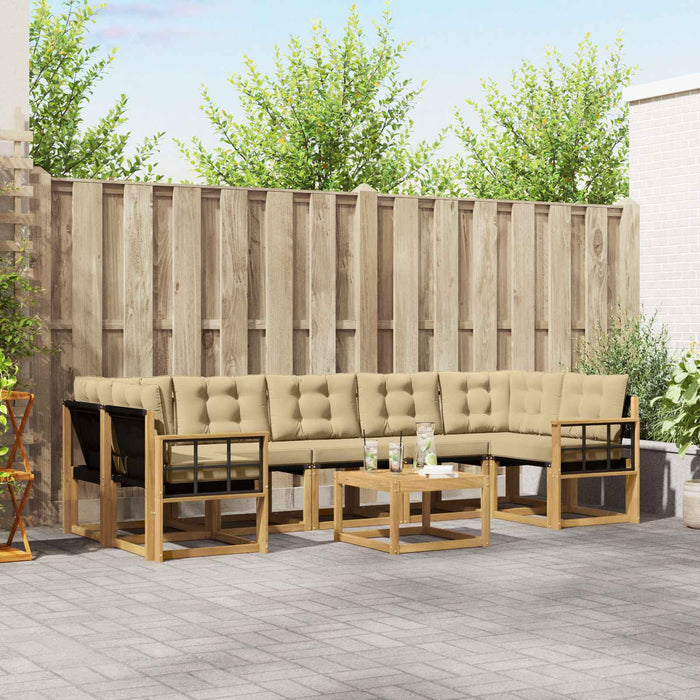 Set de canapele de exterior cu pernă 8 pcs Alb și Bej WALTI