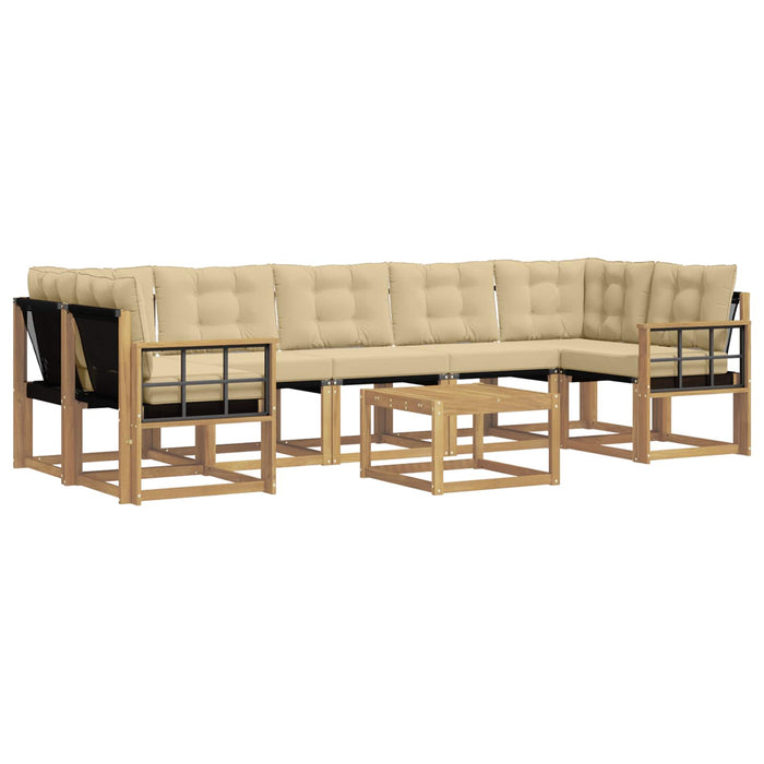 Set de canapele de exterior cu pernă 8 pcs Alb și Bej WALTI