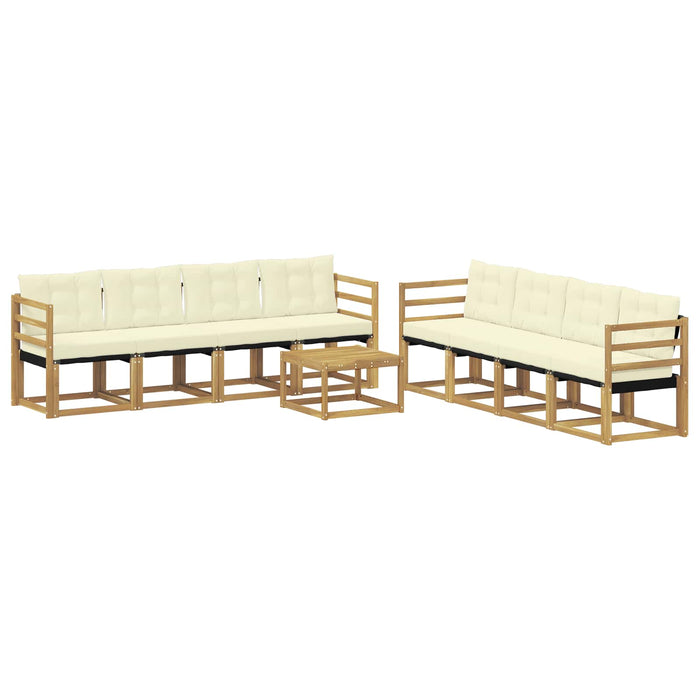 Set de canapele de exterior cu pernă 9 pcs Alb și crem WALTI