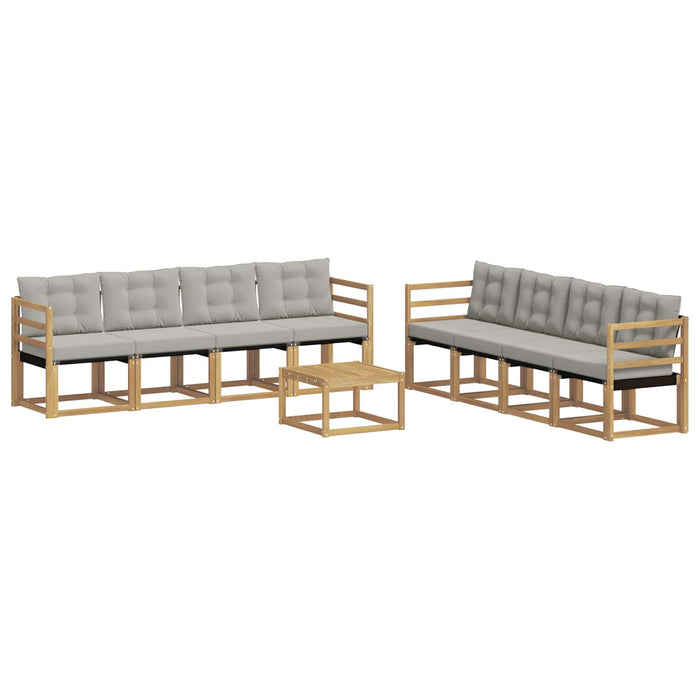 Set de canapele de exterior cu pernă 9 pcs Alb și gri deschis WALTI