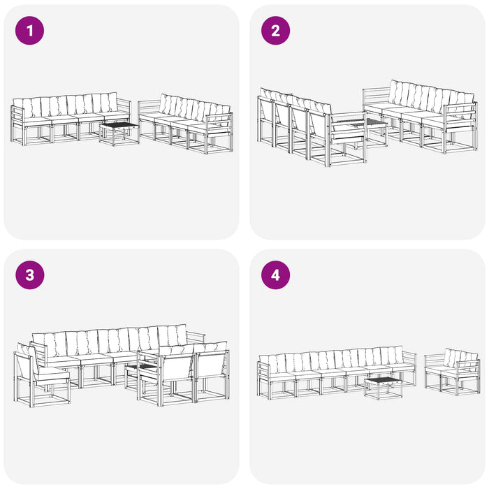 Set de canapele de exterior cu pernă 9 pcs Alb și negru WALTI