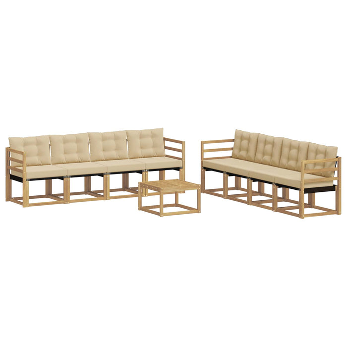 Set de canapele de exterior cu pernă 9 pcs Alb și Bej WALTI