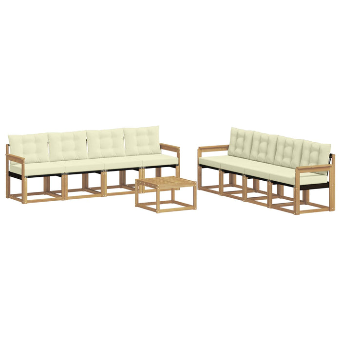 Set de canapele de exterior cu pernă 9 pcs Alb și crem WALTI