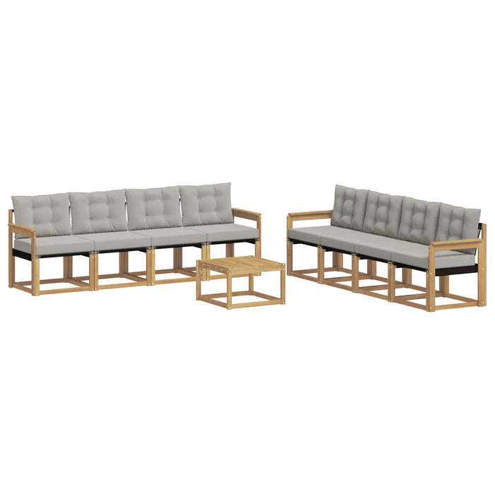 Set de canapele de exterior cu pernă 9 pcs Alb și gri deschis WALTI