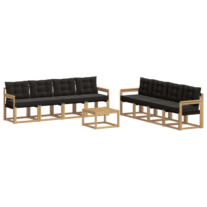 Set de canapele de exterior cu pernă 9 pcs Alb și negru WALTI