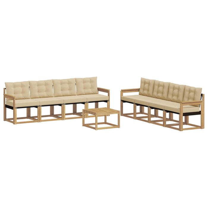 Set de canapele de exterior cu pernă 9 pcs Alb și Bej - WALTI WALTI