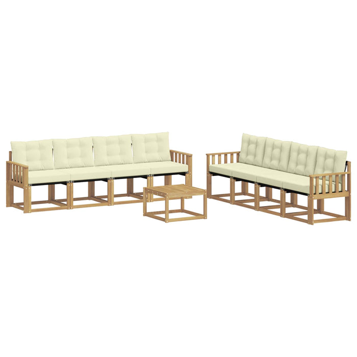 Set de canapele de exterior cu pernă 9 pcs Alb și crem WALTI