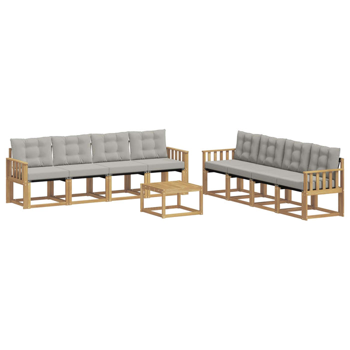 Set de canapele de exterior cu pernă 9 pcs Alb și gri deschis WALTI