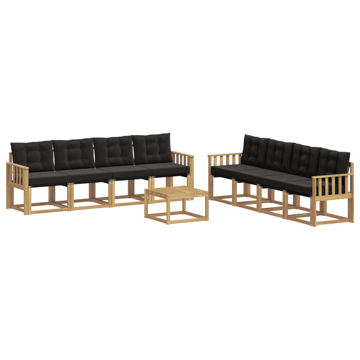 Set de canapele de exterior cu pernă 9 pcs Alb și negru WALTI