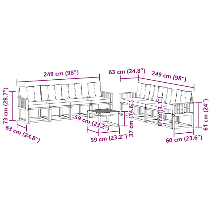 Set de canapele de exterior cu pernă 9 pcs Alb și Bej WALTI