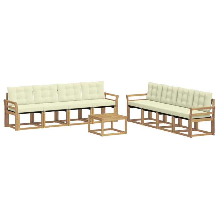 Set de canapele de exterior cu pernă 9 pcs Alb și crem WALTI