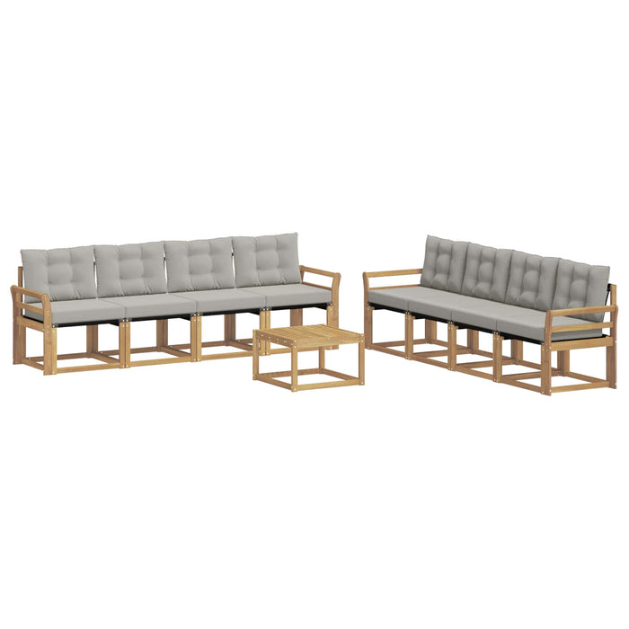 Set de canapele de exterior cu pernă 9 pcs Alb și gri deschis WALTI