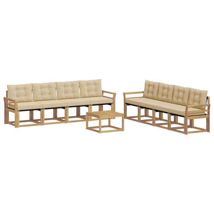 Set de canapele de exterior cu pernă 9 pcs Alb și Bej WALTI
