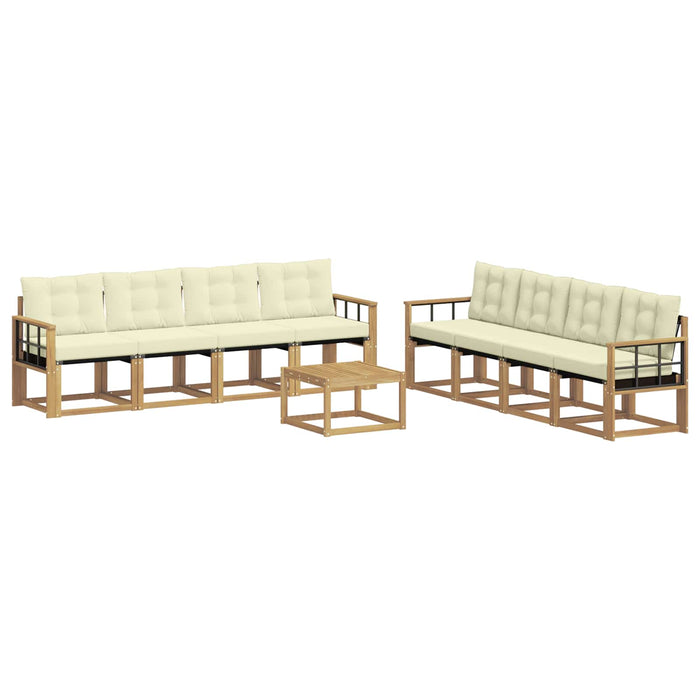 Set de canapele de exterior cu pernă 9 pcs Alb și crem WALTI