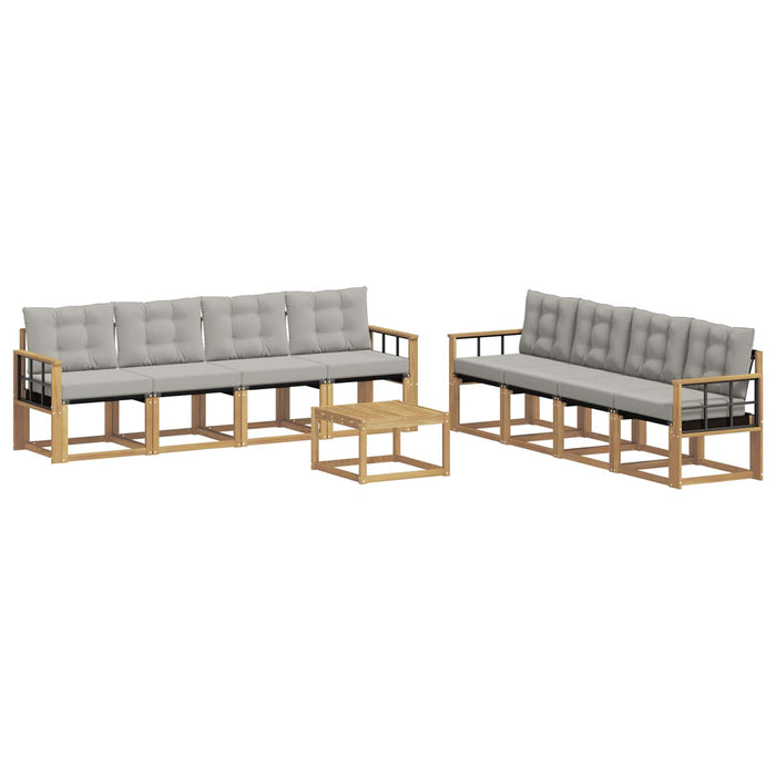 Set de canapele de exterior cu pernă 9 pcs Alb și gri deschis WALTI