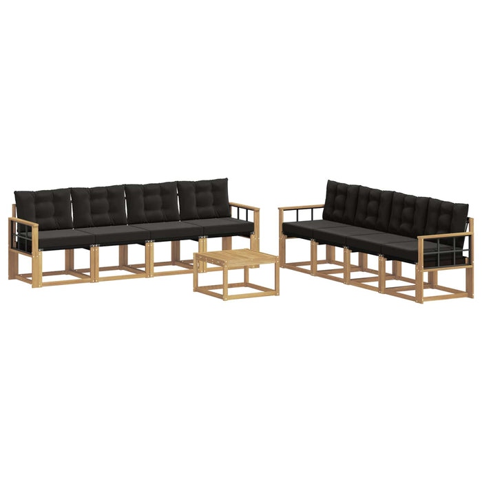 Set de canapele de exterior cu pernă 9 pcs Alb și negru WALTI