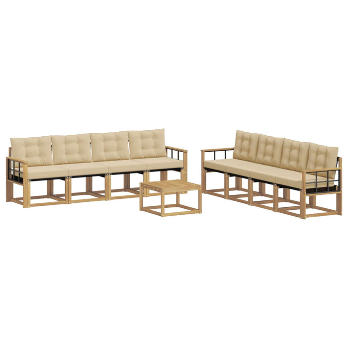 Set de canapele de exterior cu pernă 9 pcs Alb și Bej WALTI