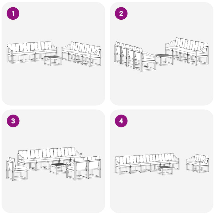 Set de canapele de exterior cu pernă 9 pcs Alb și crem WALTI