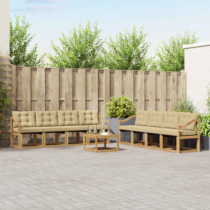Set de canapele de exterior cu pernă 9 pcs Alb și Bej WALTI