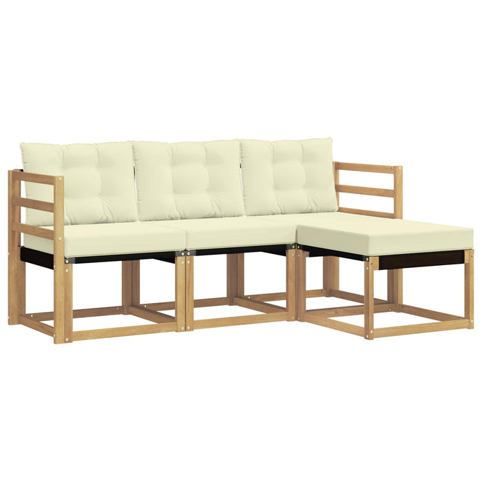 Set de canapele de exterior cu pernă 4 pcs Alb și crem WALTI