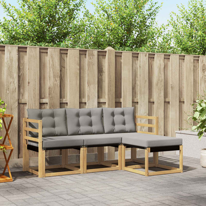 Set de canapele de exterior cu pernă 4 pcs Alb și gri deschis WALTI