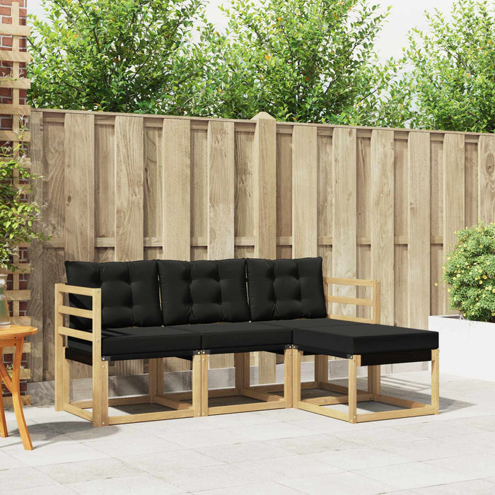 Set de canapele de exterior cu pernă 4 pcs Alb și negru WALTI