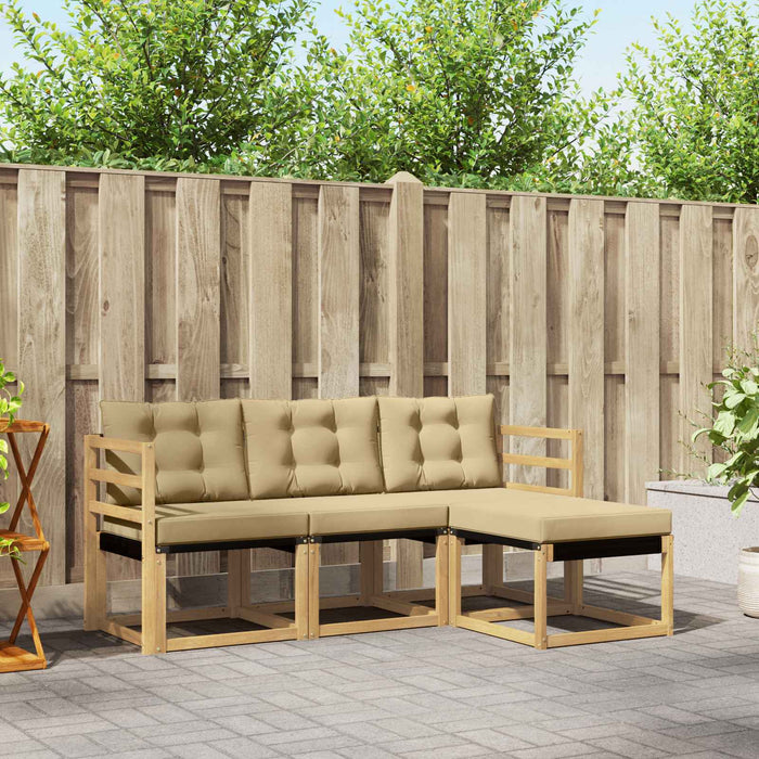 Set de canapele de exterior cu pernă 4 pcs Alb și Bej WALTI