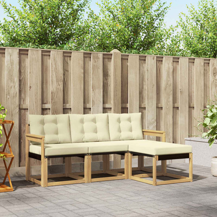 Set de canapele de exterior cu pernă 4 pcs Alb și crem WALTI