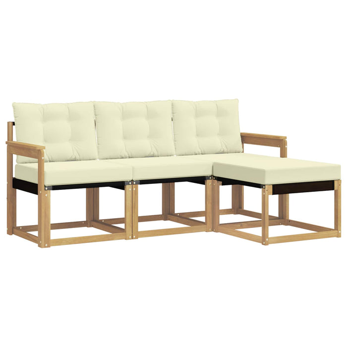 Set de canapele de exterior cu pernă 4 pcs Alb și crem WALTI