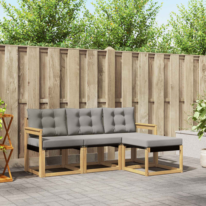 Set de canapele de exterior cu pernă 4 pcs Alb și gri deschis WALTI
