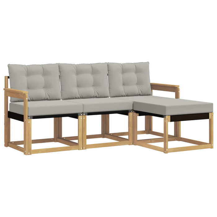 Set de canapele de exterior cu pernă 4 pcs Alb și gri deschis WALTI