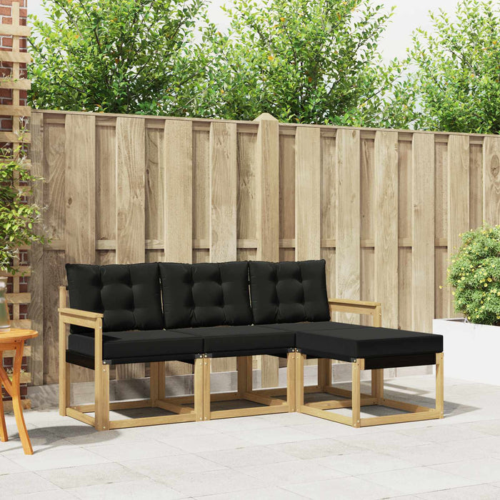 Set de canapele de exterior cu pernă 4 pcs Alb și negru WALTI