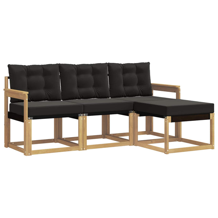 Set de canapele de exterior cu pernă 4 pcs Alb și negru WALTI