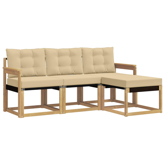 Set de canapele de exterior cu pernă 4 pcs Alb și Bej WALTI
