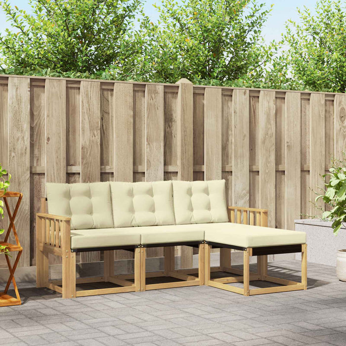 Set de canapele de exterior cu pernă 4 pcs Alb și crem WALTI