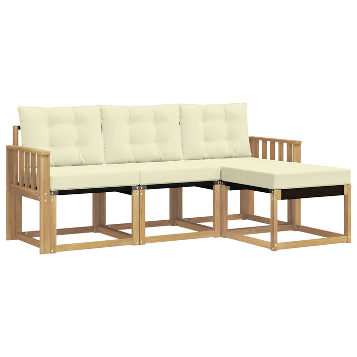 Set de canapele de exterior cu pernă 4 pcs Alb și crem WALTI