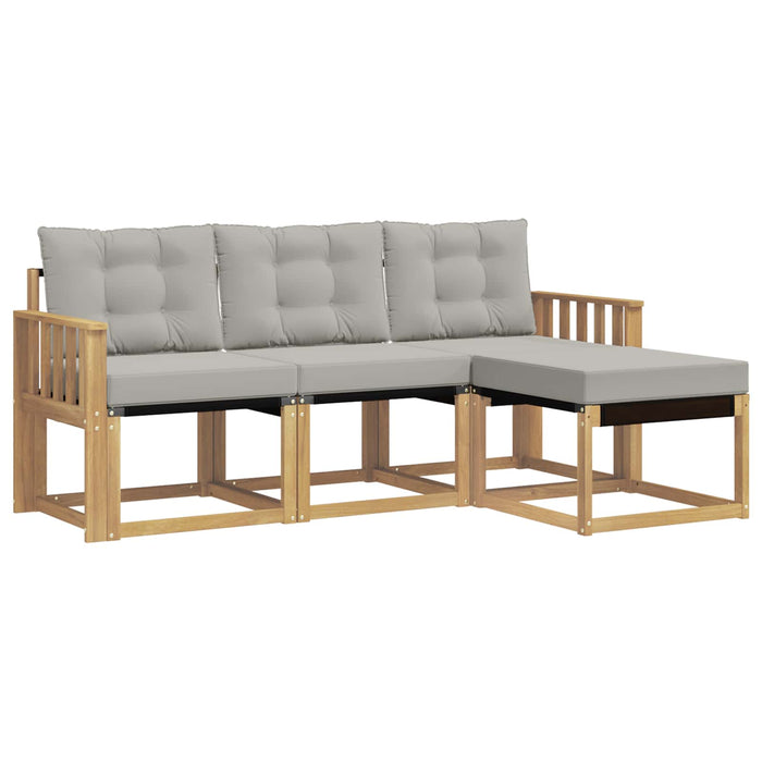 Set de canapele de exterior cu pernă 4 pcs Alb și gri deschis WALTI