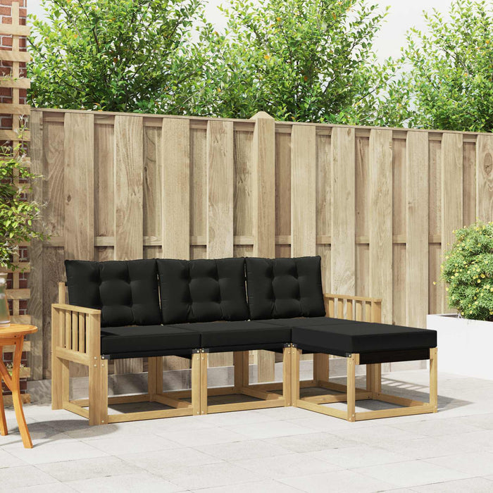 Set de canapele de exterior cu pernă 4 pcs Alb și negru WALTI