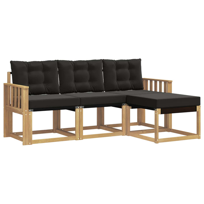 Set de canapele de exterior cu pernă 4 pcs Alb și negru WALTI