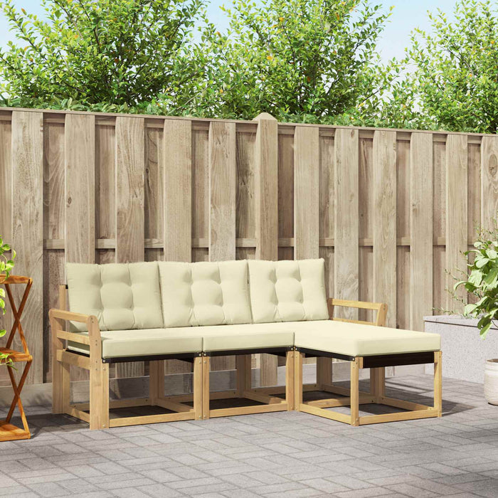 Set de canapele de exterior cu pernă 4 pcs Alb și crem WALTI