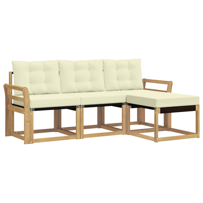 Set de canapele de exterior cu pernă 4 pcs Alb și crem WALTI