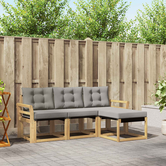 Set de canapele de exterior cu pernă 4 pcs Alb și gri deschis WALTI
