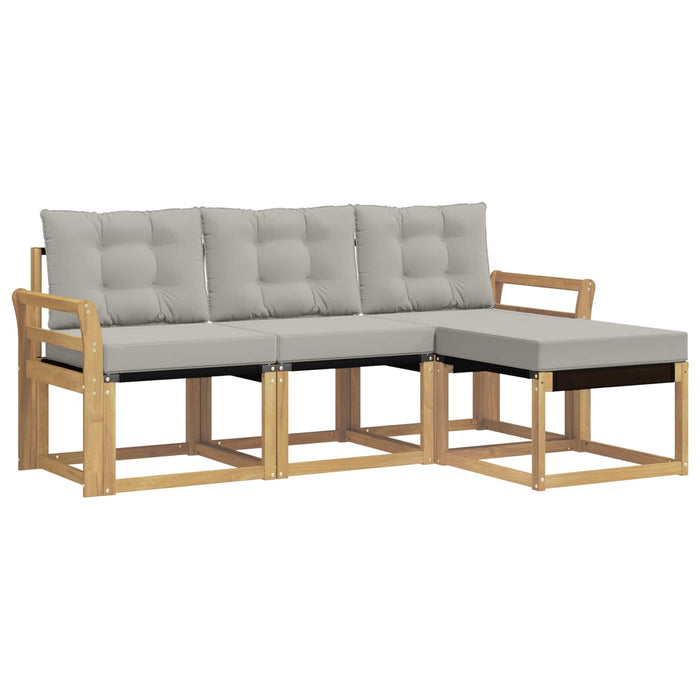 Set de canapele de exterior cu pernă 4 pcs Alb și gri deschis WALTI