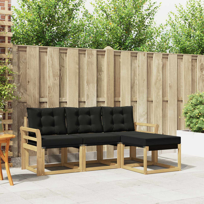 Set de canapele de exterior cu pernă 4 pcs Alb și negru WALTI